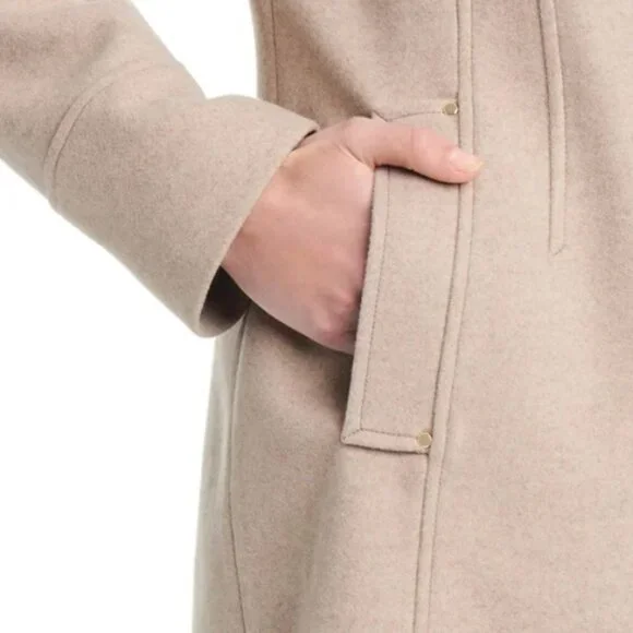 NWT Vince Camuto Ladies' Hooded Full-Zip Jacket, Tan (Oatmeal) - Picture 5 of 11